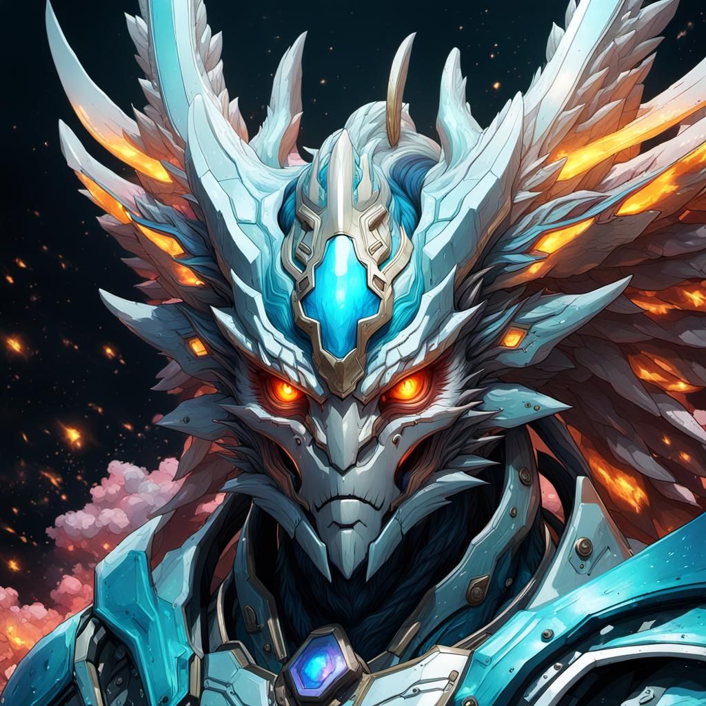 Angelic Kaiju Supernova Portrait in Hyperdetailed Style