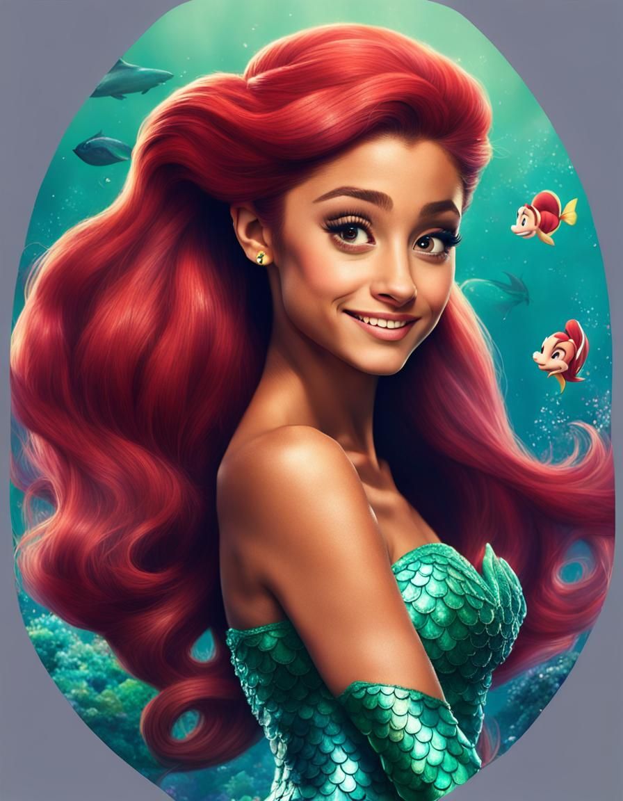 Ariana Grande as Athletic Disney Mermaid Ariel