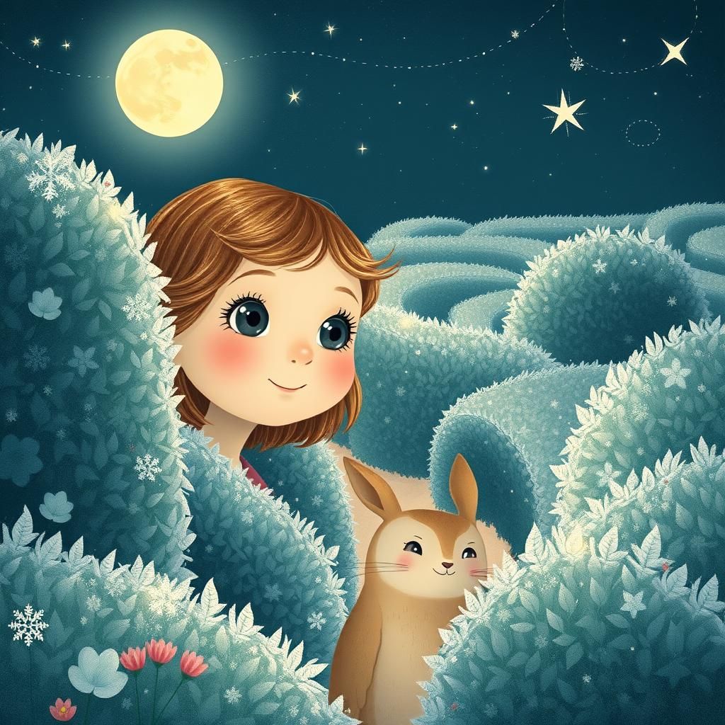 Girl's Enchanted Maze Adventure in Nielsen Style