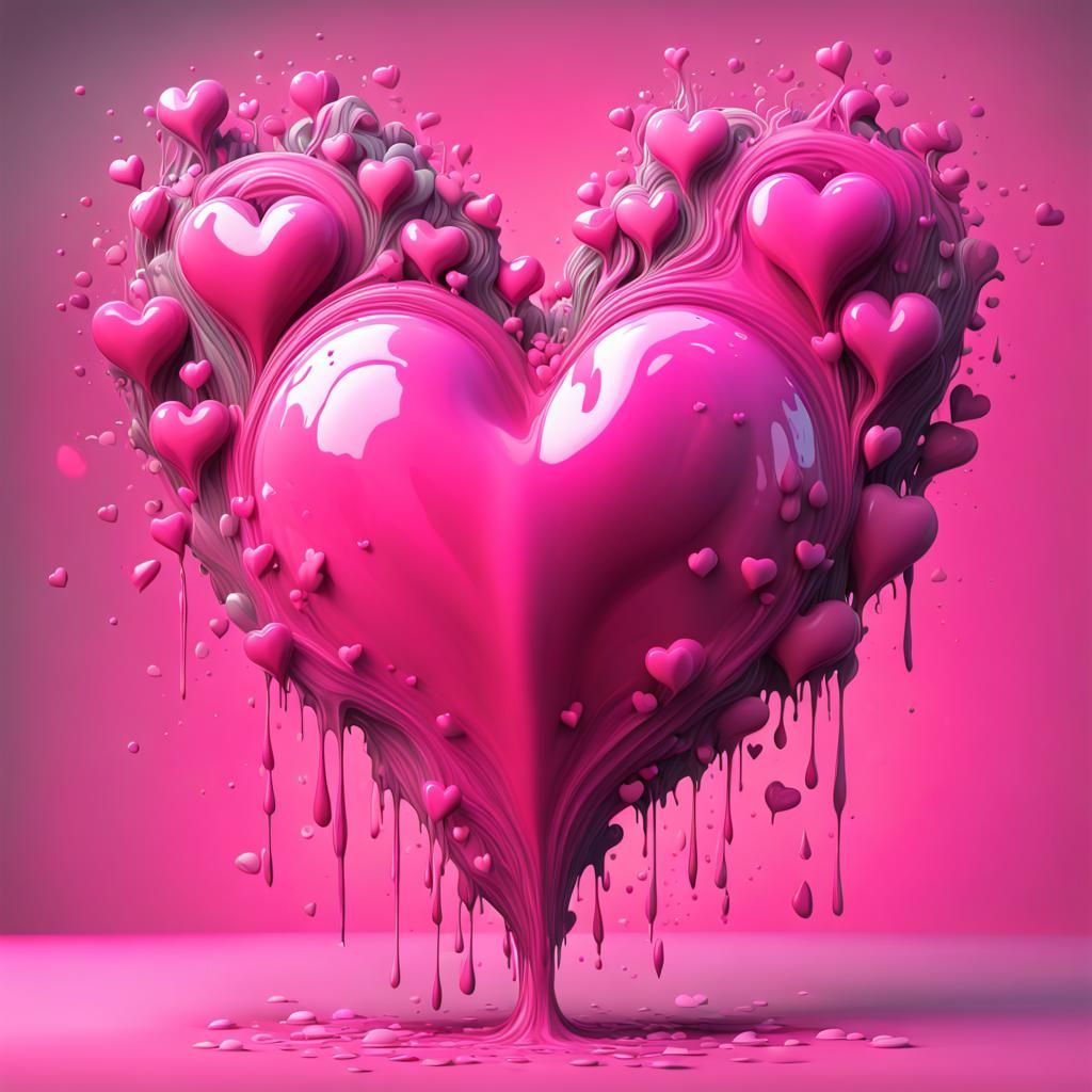 Pink Heart World in Graffiti Art Style
