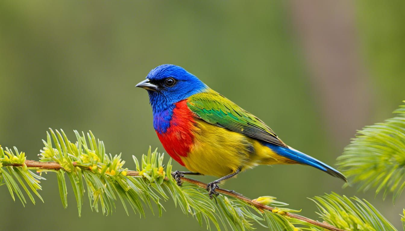 Painted Bunting Portrait by Rutkowski, Artgerm, and Mucha