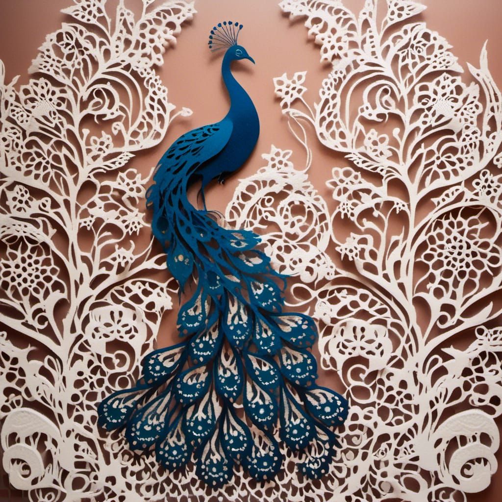 Lace Peacock Silhouette: Elegant AI Image