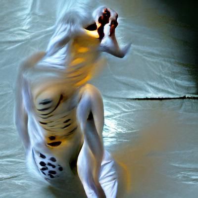 Erotic Butoh Dancer in Harsh Light