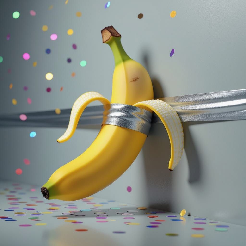 Surreal Banana Self-Peeling on Wall