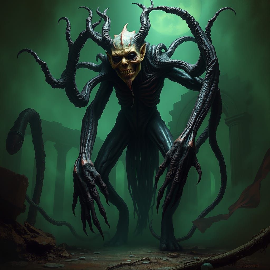 Surreal Horror God Unveils Twisted, Elongated Form Amidst An...