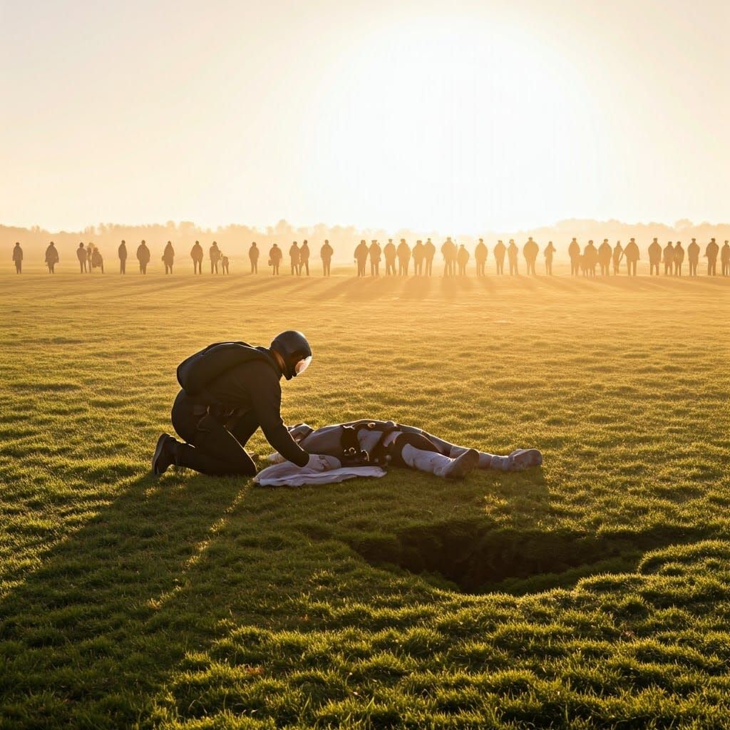Skydiver Impact Scene in Photorealistic Style
