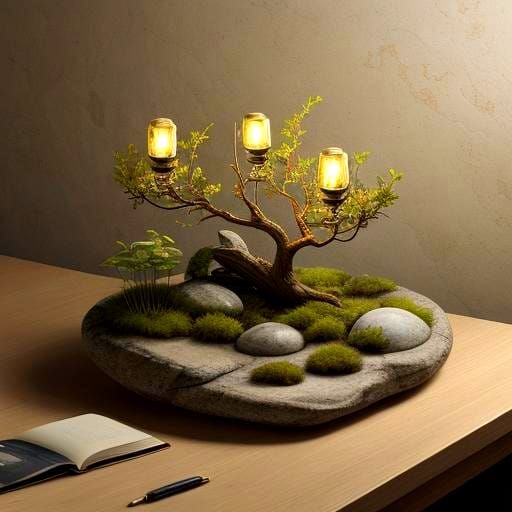Lamps Crafted from Shells and Tree Leaves