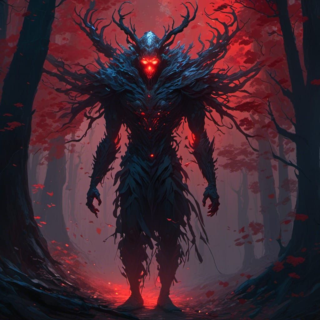 Mothman Portrait in Dark West Virginian Forest