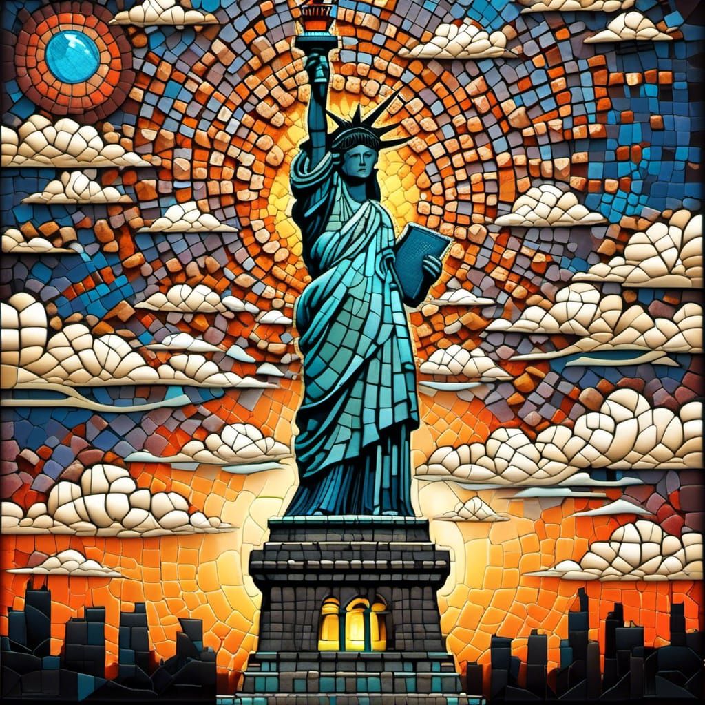 Cracked Paper Statue of Liberty