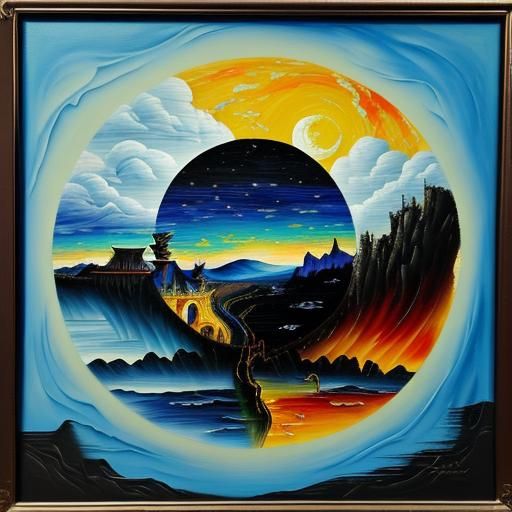 Chang'e Flying to the Moon: Neo-Impressionist Oil Painting