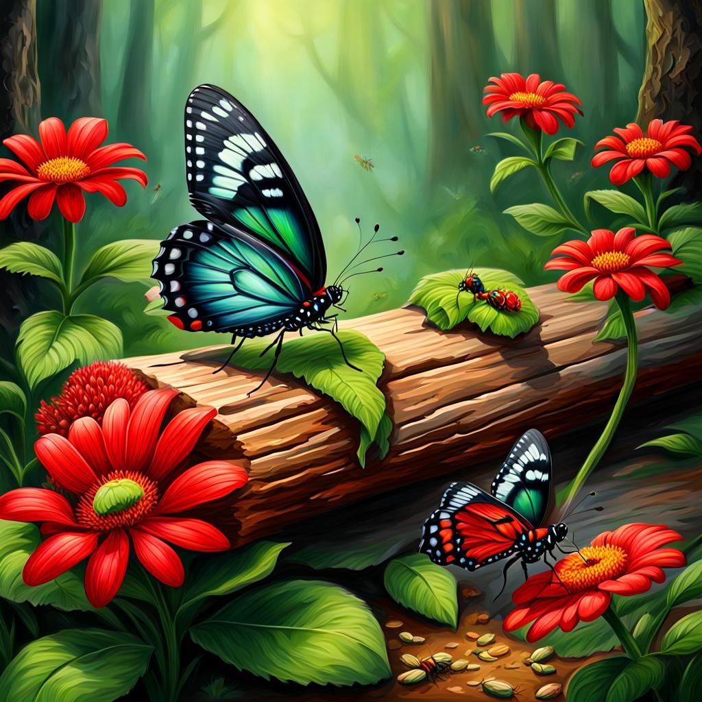 Butterfly and Bug Picnic: Detailed Airbrush Art