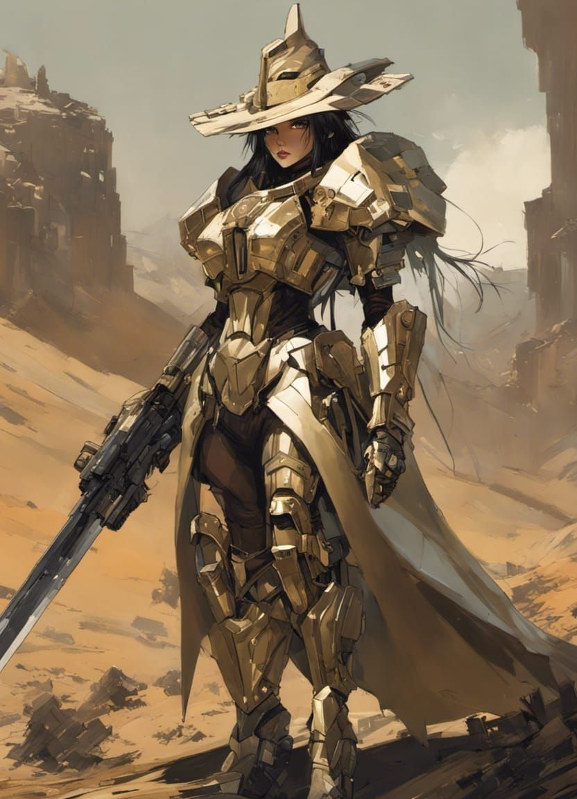 Elvish Witch in Desert Mech Armor