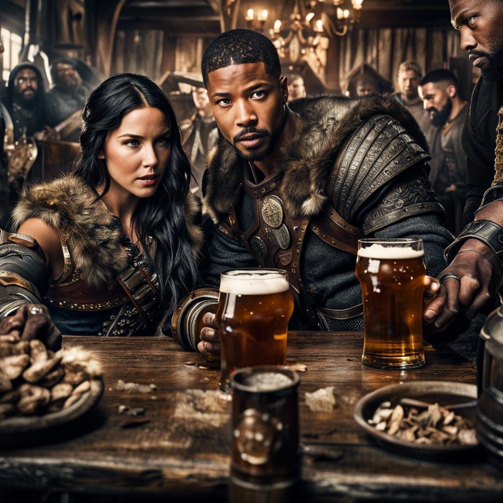 Olivia Munn and Michael B Jordan with Vikings