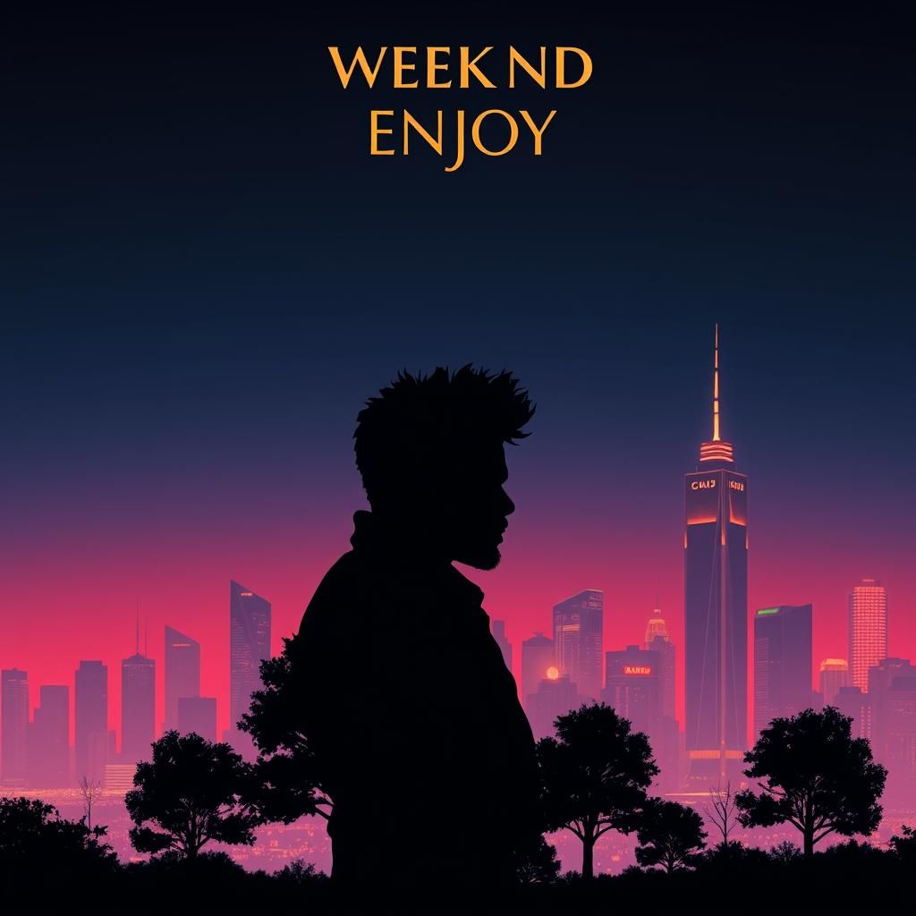 Moody Album Cover Art: Weeknd Silhouette in Cityscape