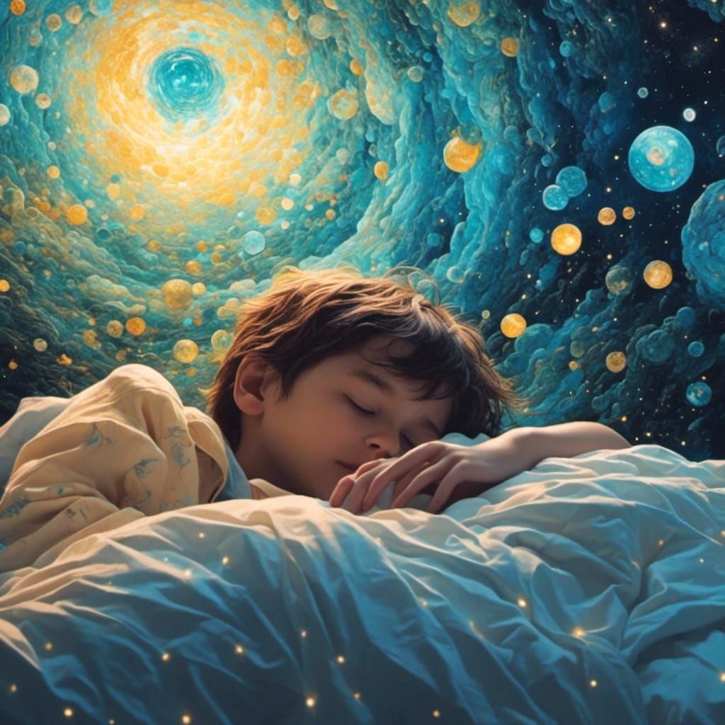 Dreamy Bedroom Scene with Sky Quilt