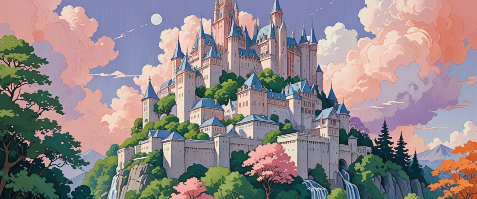 Futuristic Pastel Crystal Castle Architecture