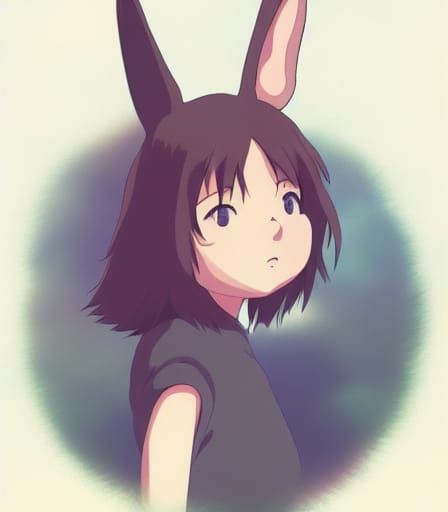 Anthro Bunny in Studio Ghibli Anime Style