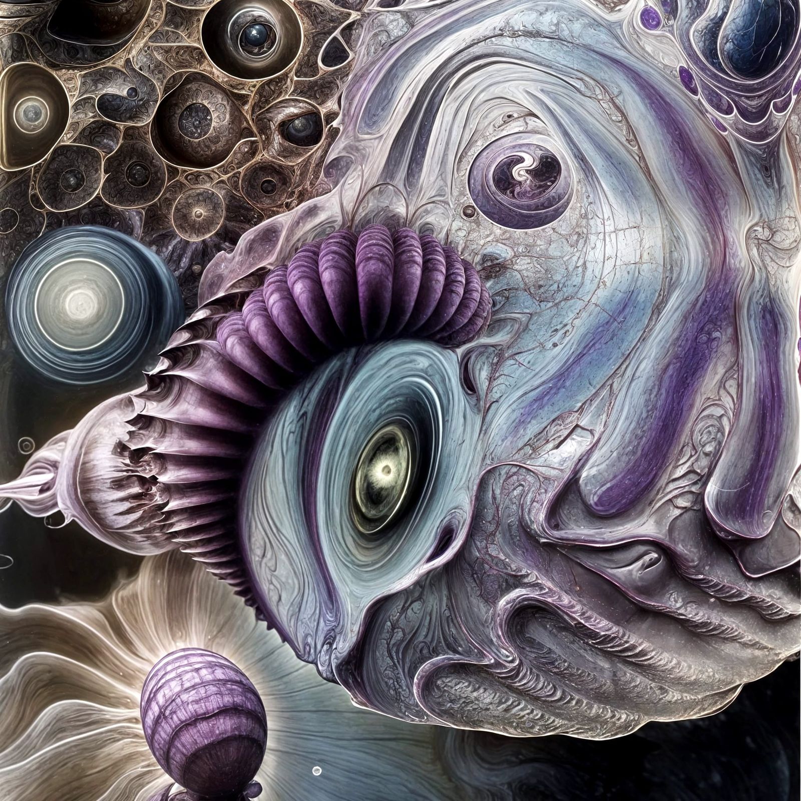 Surreal Nighttime Scene in Psychedelic Mandelbulb Style