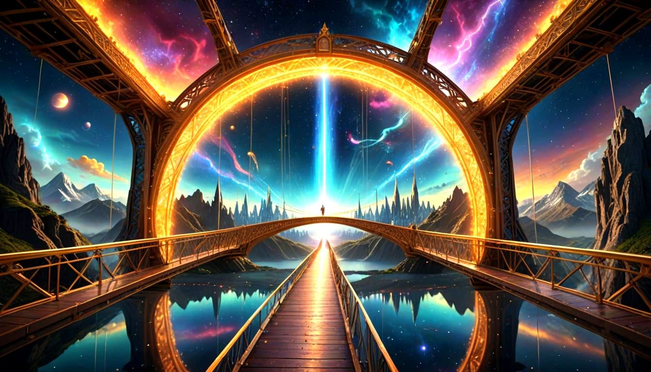 Cosmic Bridge to the Divine Realm in Vibrant Hues
