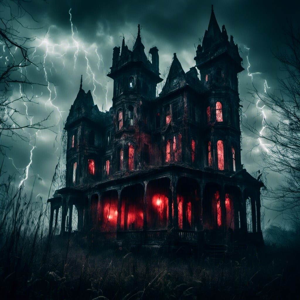 Ghastly Gothic Creature in Thunderstorm Horror