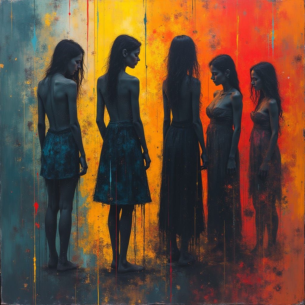 Ethereal Prison Scene in Vibrant Abstraction