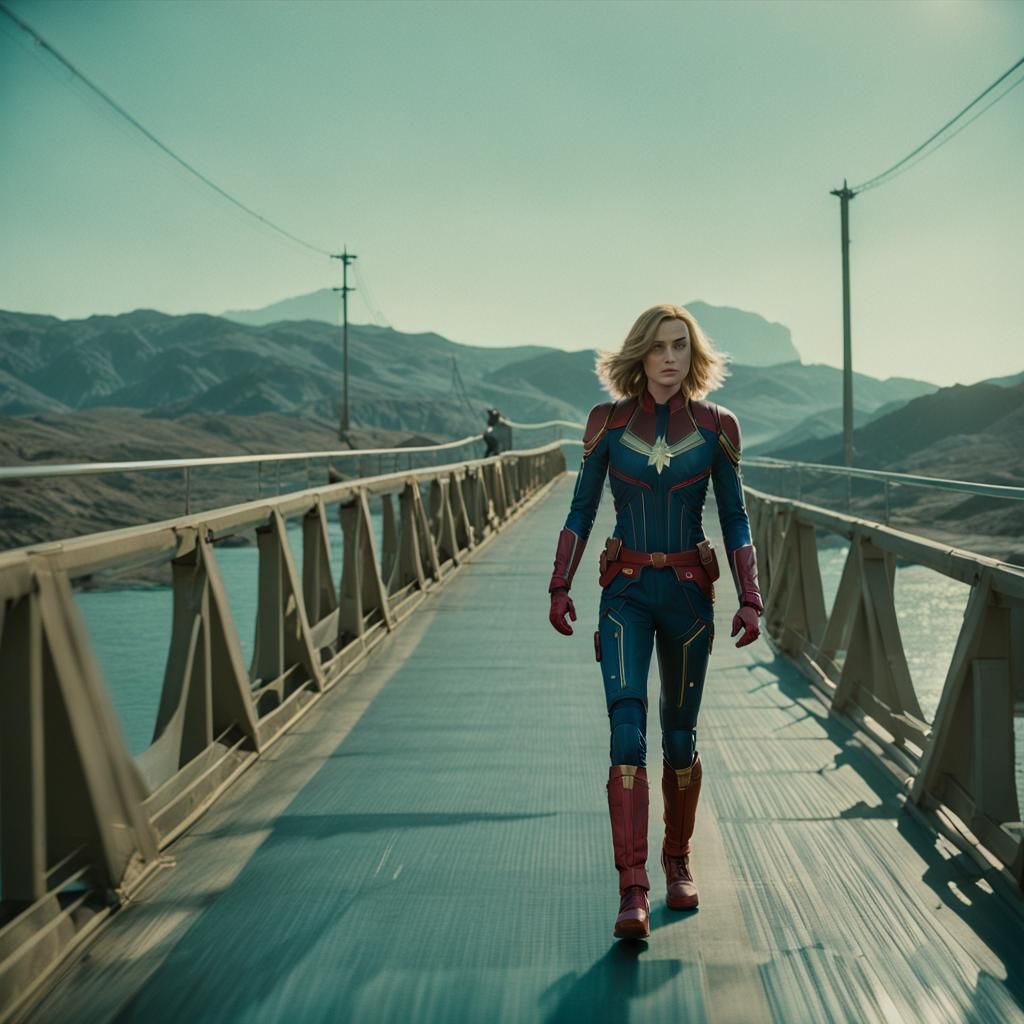 Captain Marvel on Neptune: Cinematic Film Still