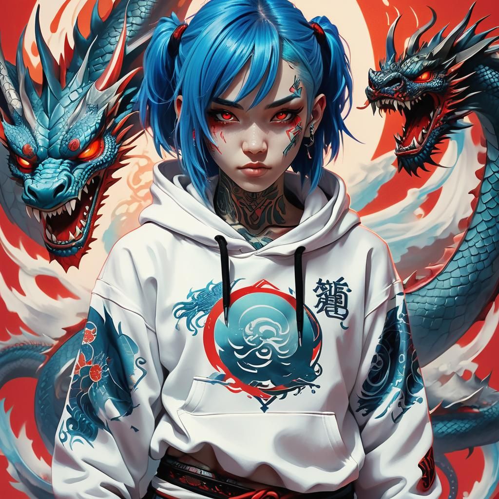 Cyberpunk Portrait with Katana and Neon Glow