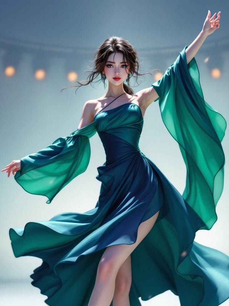 Anime Woman in Dynamic Dance Pose