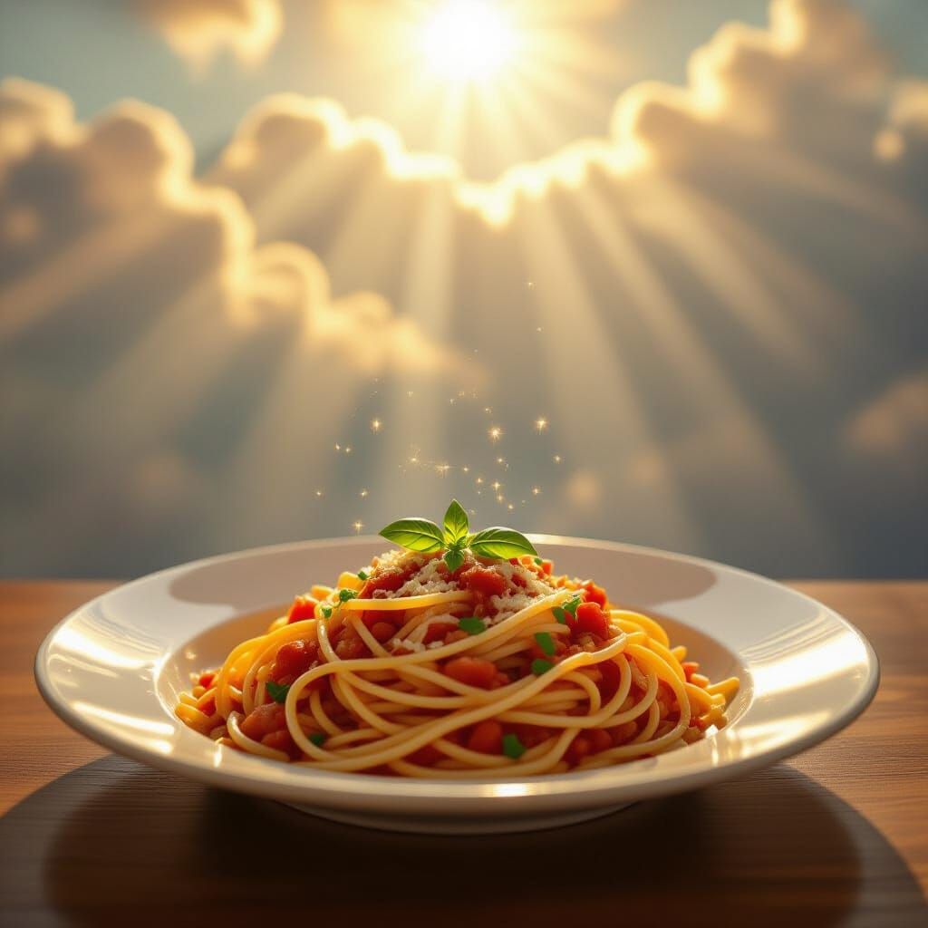 Impressionistic Pasta with Red Sauce and Basil