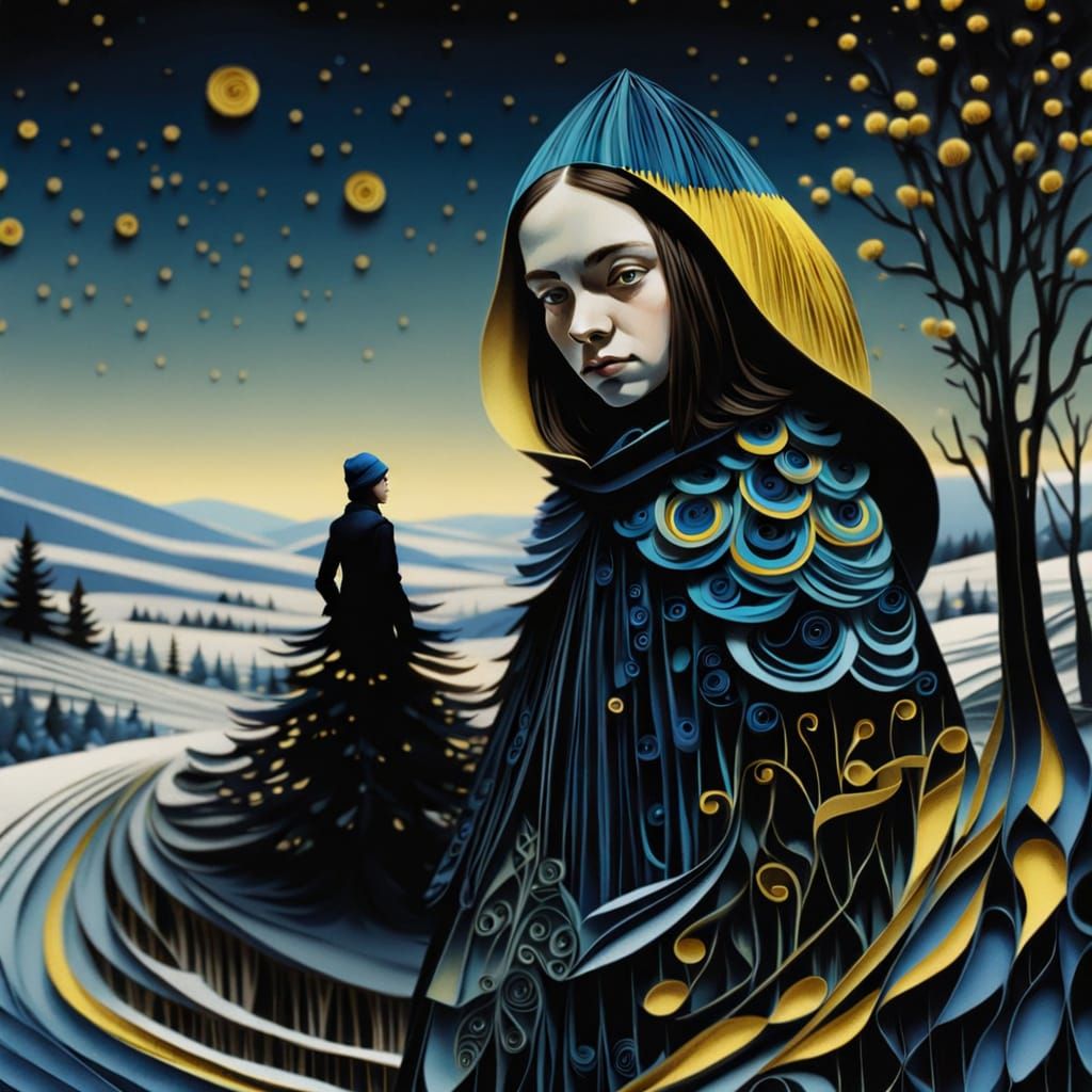 Winter Landscape in Digital Gouache Style