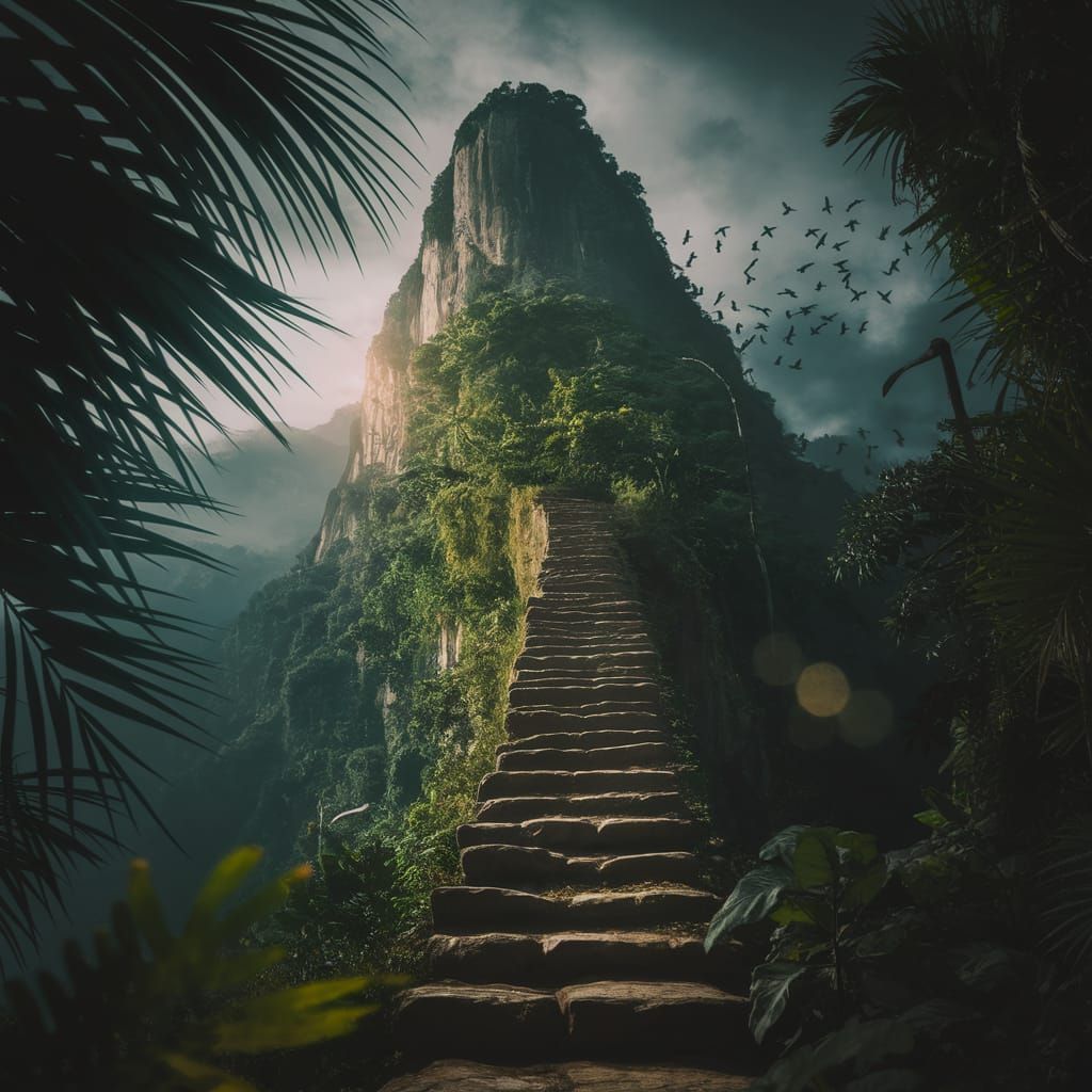 Amazonian Jungle: Stone Stairway to Mountain Peak