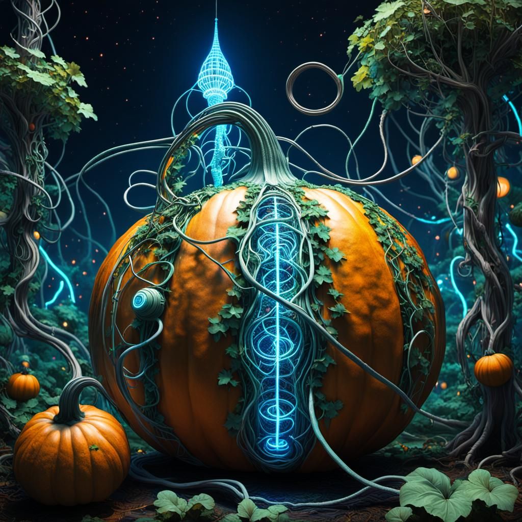 Gnome Astronauts Tend Futuristic Vines in Klimt Style