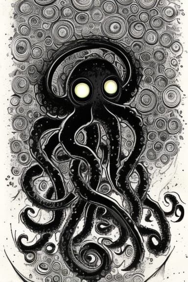 Cthulhu Emerges: Dark Ocean Horror in Neon Ink