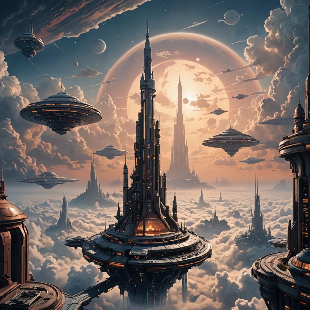 Cloud City Gleams Above Bespin's Swirling Clouds