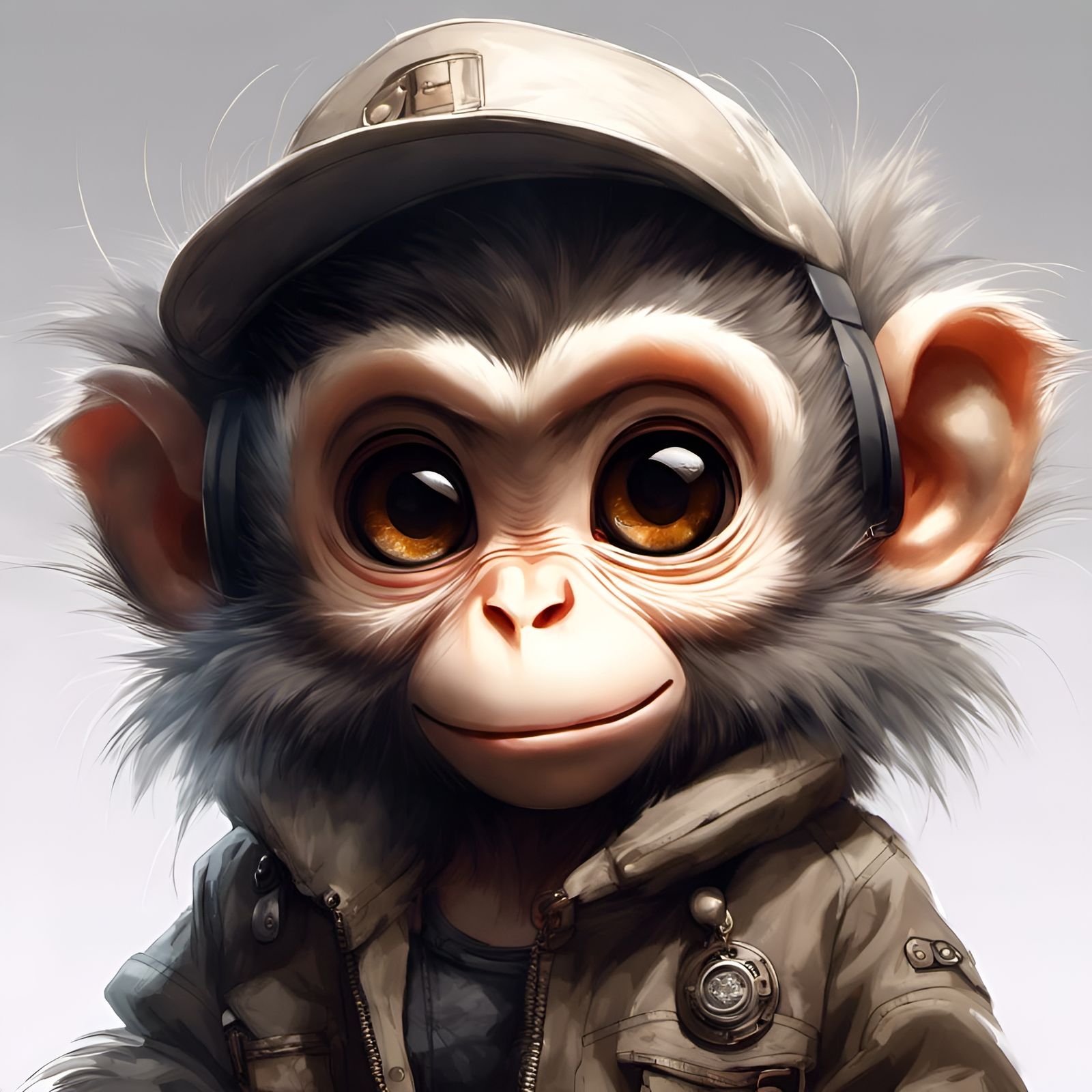 Adorable Furry Monkey in Street Clothes