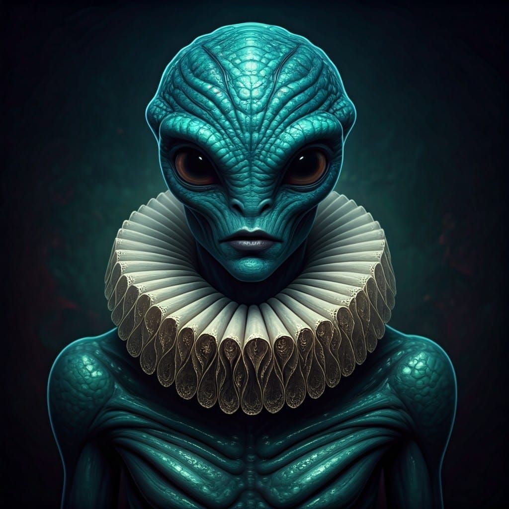 Ethereal Alien in Turquoise and Teal Scales