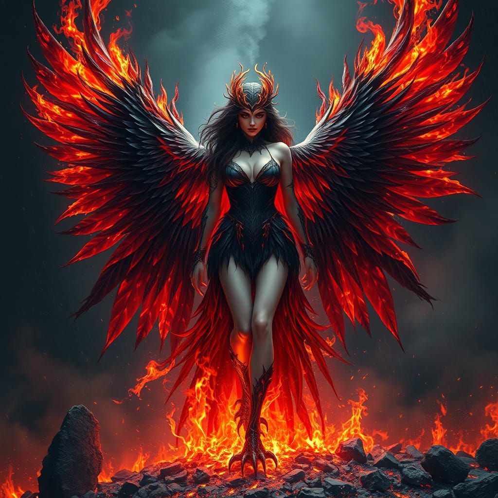 Corrupted Demigoddess Reborn as Black Phoenix
