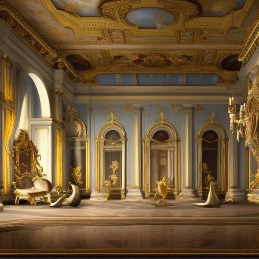 Baroque Palace Interior in Digital Matte Painting Style