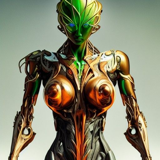 Hyperdetailed Cyborg Witchblade Portrait in Biopunk Style