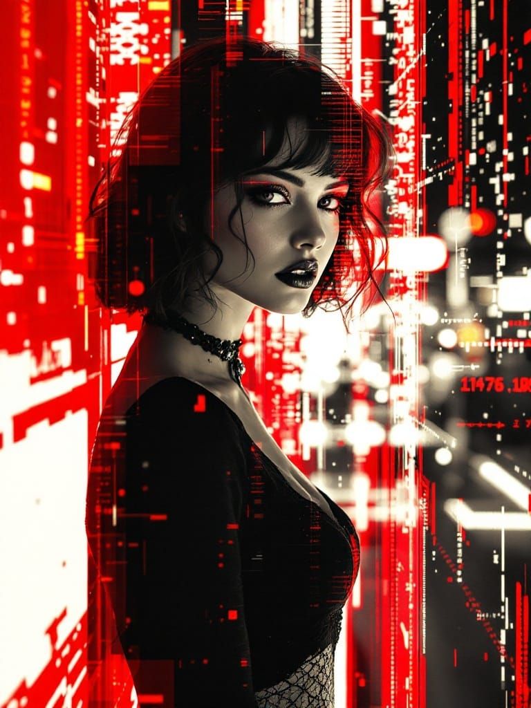 Glitch Photo with Fractal Overlay in Cinematic Style