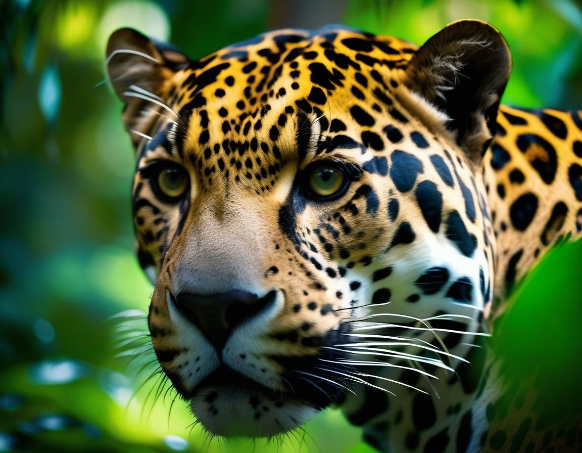 Jaguar in Deep Rainforest, Natural Light Photography