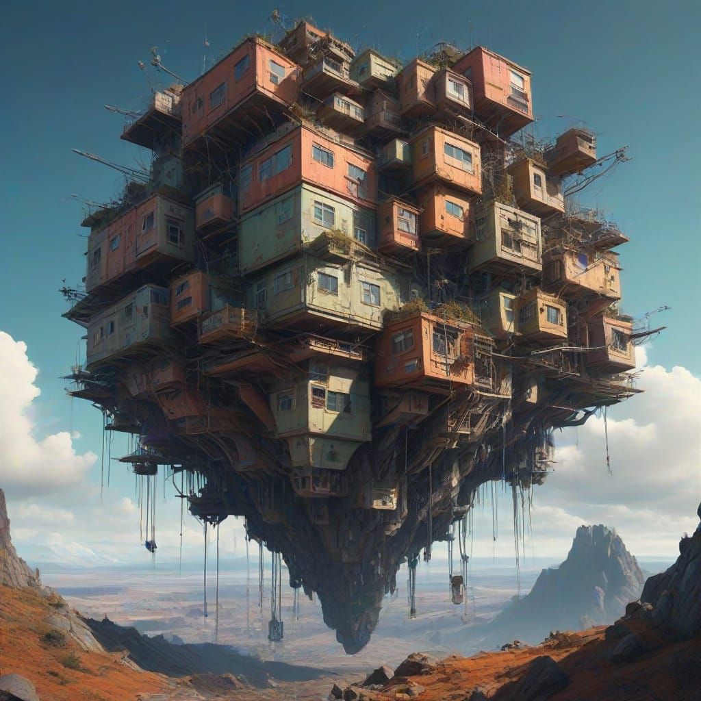 Shattered Skyline in Futuristic Metropolis