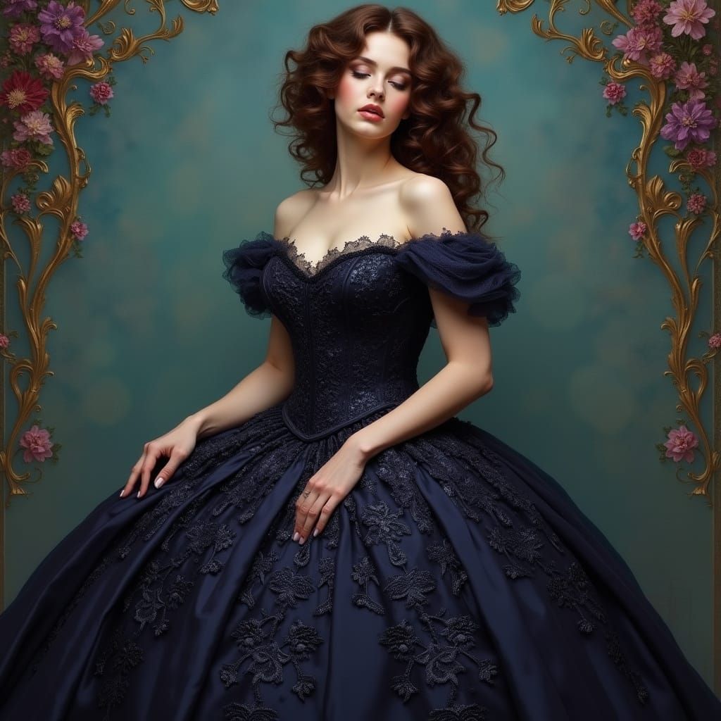 Ethereal Victorian Beauty in Jewel-Toned Opulence