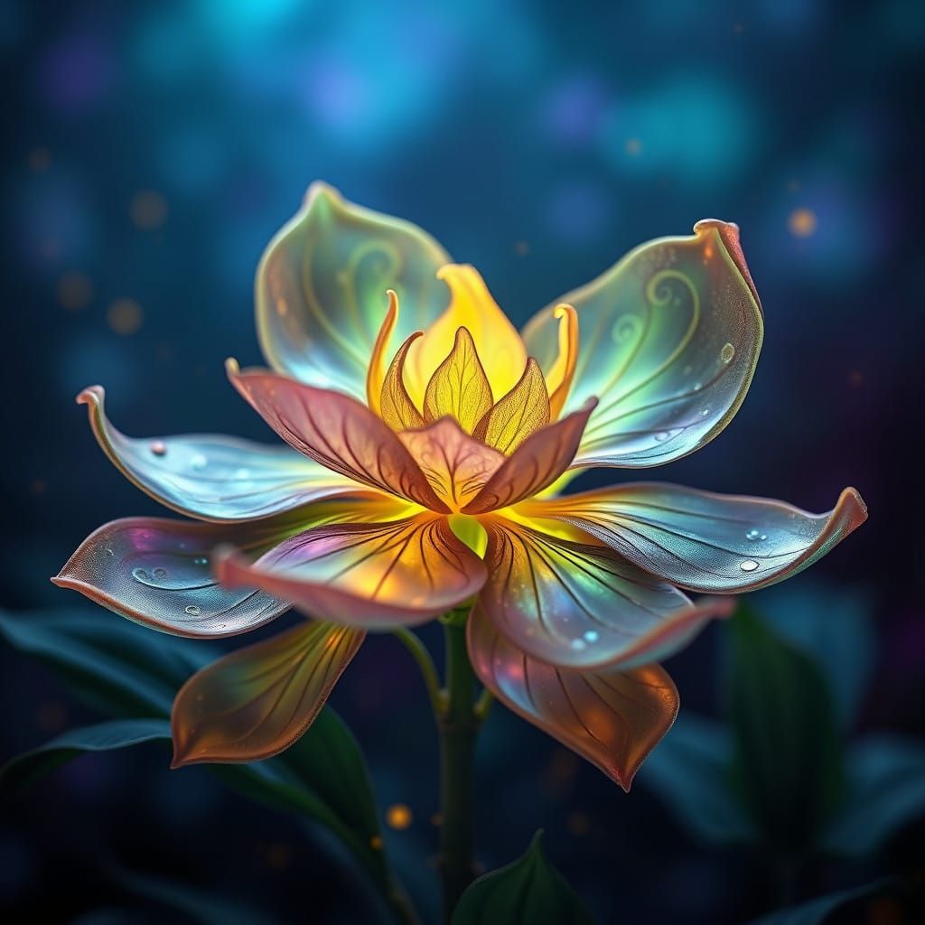 Mystical, Glowing Medicinal Herb in Vibrant, Iridescent Hues