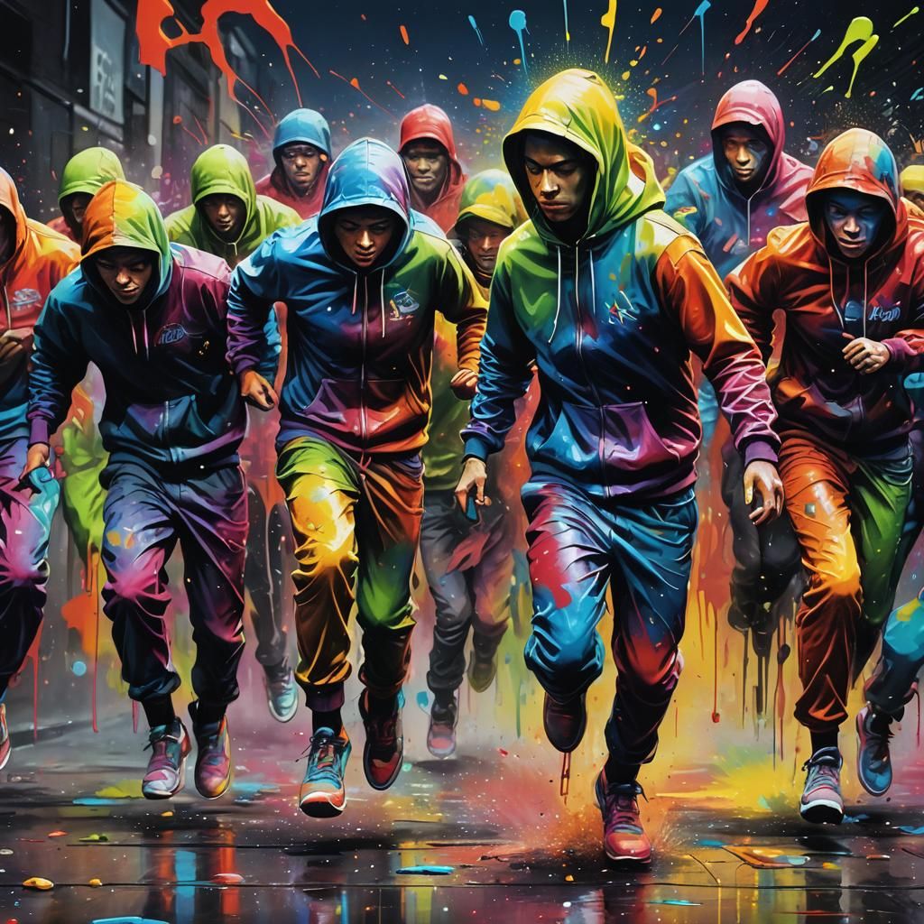 Rainbow Runner in Vivid Graffiti Art