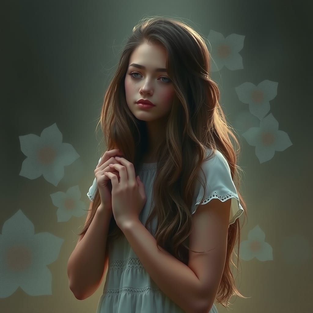 Ethereal Woman in Dreamy Impressionist Style