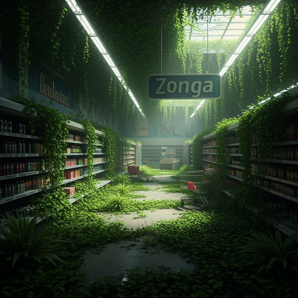 Abandoned Supermarket Reclaimed: Dystopian Digital Art
