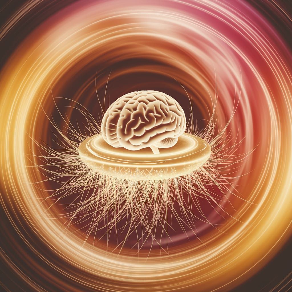 Ethereal Brain in Golden Vortex
