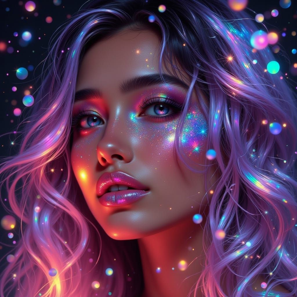 Exquisite Woman with Metallic Makeup in Divine Oil