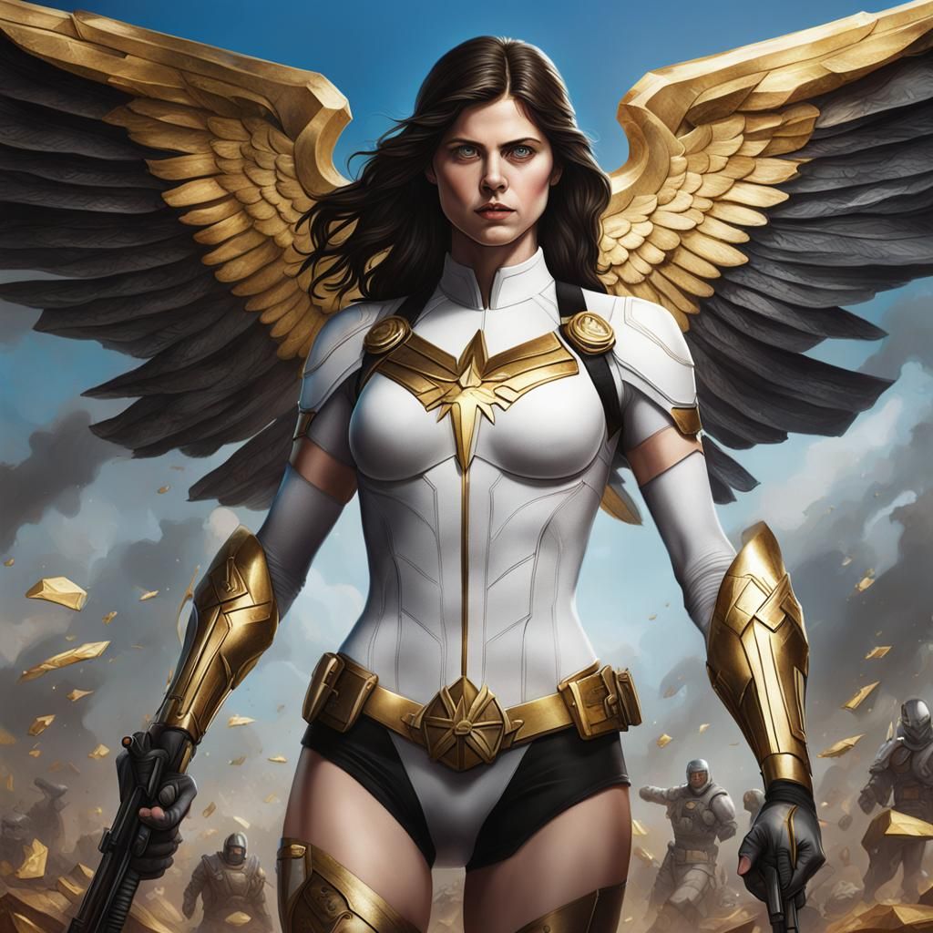 Mercy on Battlefield in Hyperrealistic Splash Art